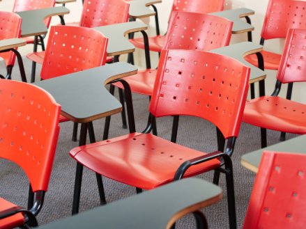 desks in a classroom