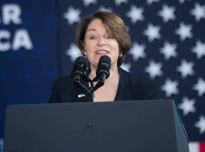Amy Klobuchar on the University of Wisconsin-Superior campus in Superior