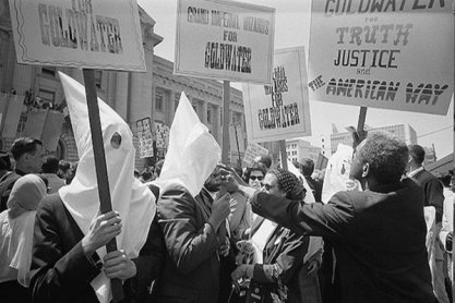 Klan members protest the presidential campaign of Barry Goldwater