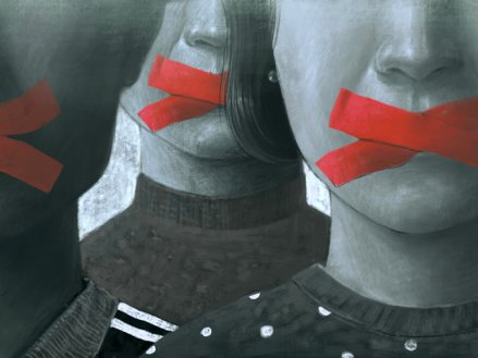 Political art, Concept idea of free speech freedom of expression and censored, surreal painting, portrait illustration , conceptual artwork illustration