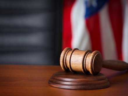 Gavel on court desk