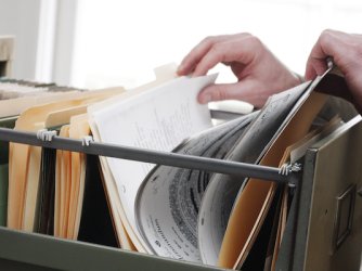 Paperwork in a filing cabinet