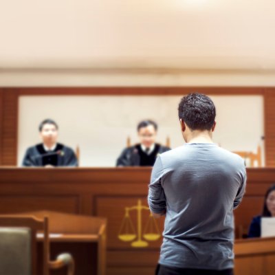 Man in courtroom