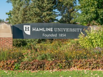 Hamline University sign entrance