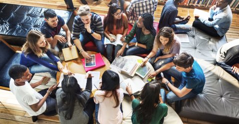 Students on college campus