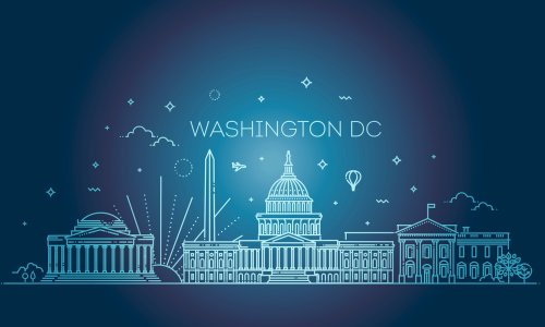 Washington USA skyline and landmarks silhouette