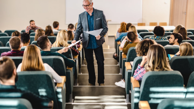 College professor in classroom