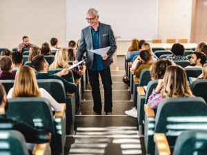 College professor in classroom