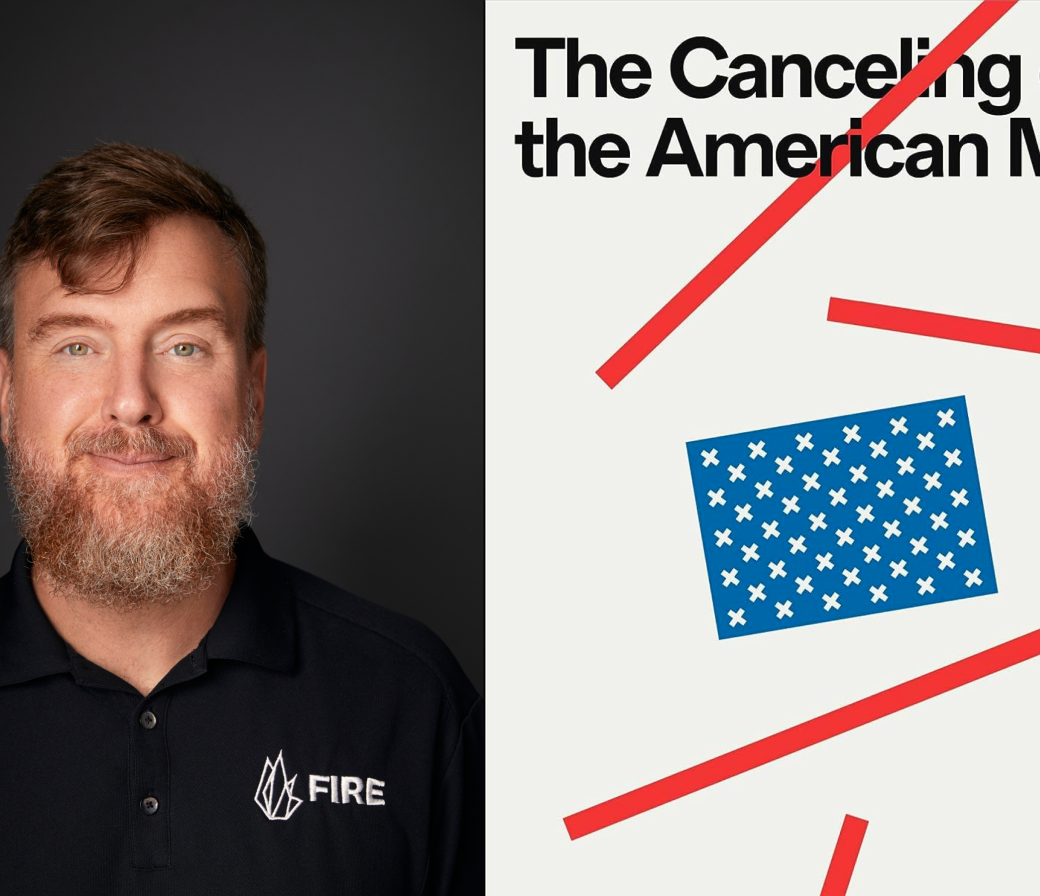 Greg Lukianoff and book cover to Canceling of the American Mind